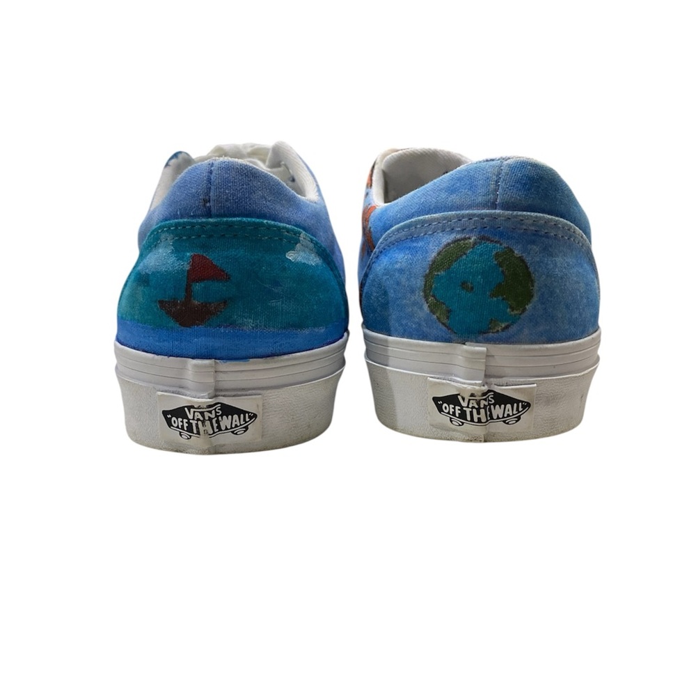 VANS OFF THE WALL ONE OF A KIND HAND PAINTED EARTH MOTIF SZ 8 Women’s - Picture 5 of 8